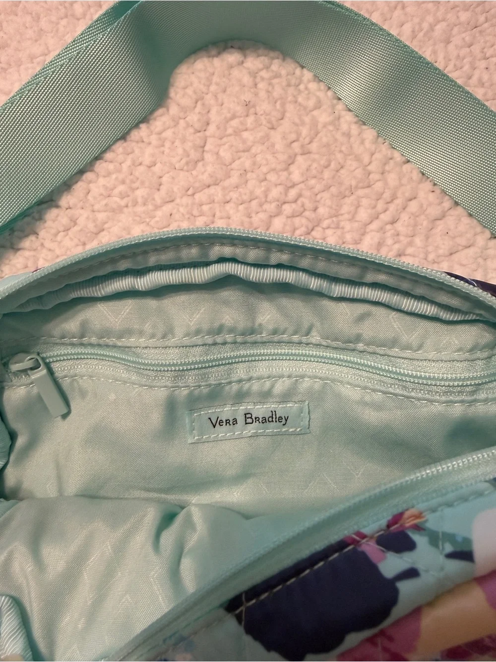 Vera Bradley Mint Floral Quilted Crossbody Belt Bag